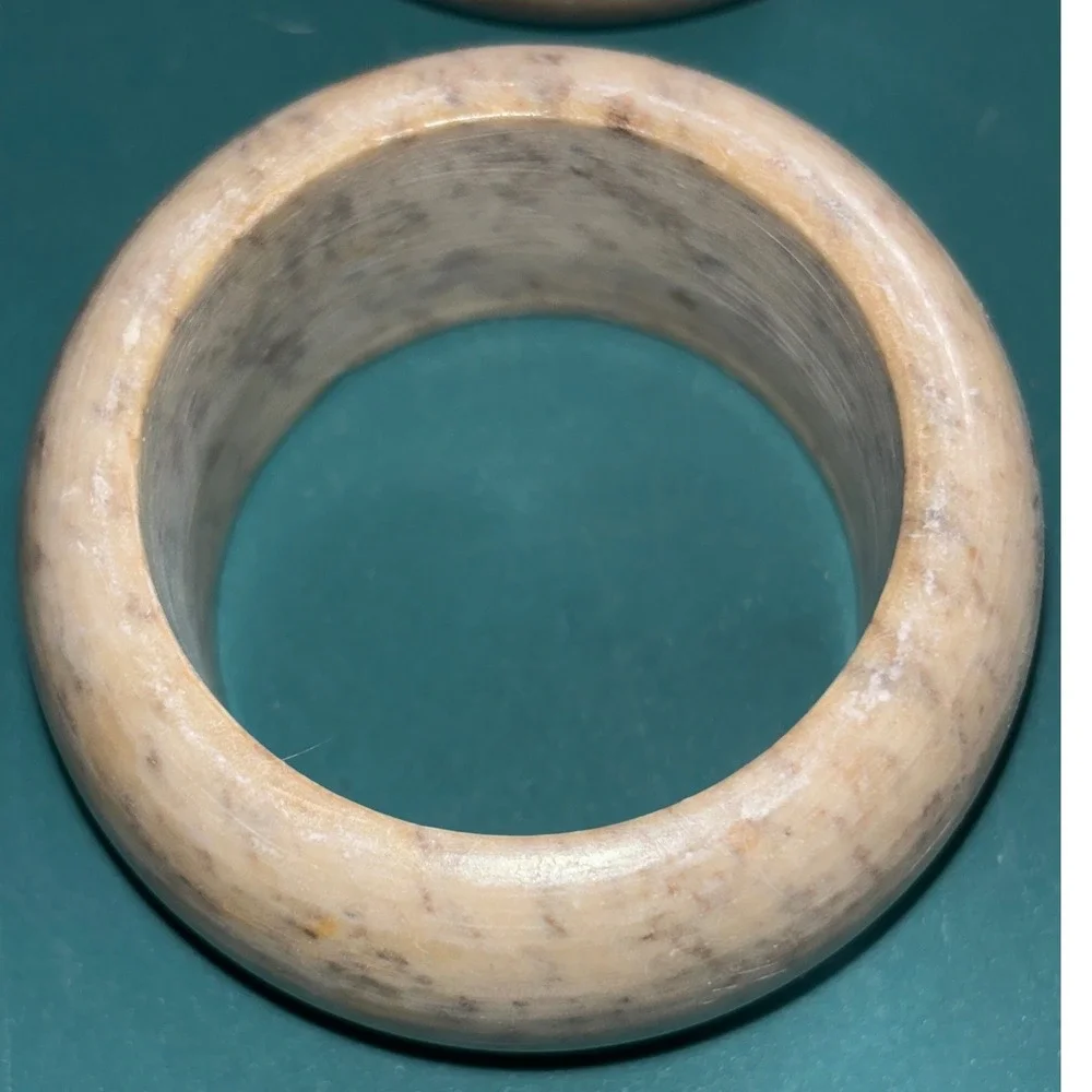 Set of 8‎ Natural Alabaster Stone Napkin Rings Rustic Earth Tone Table Decor